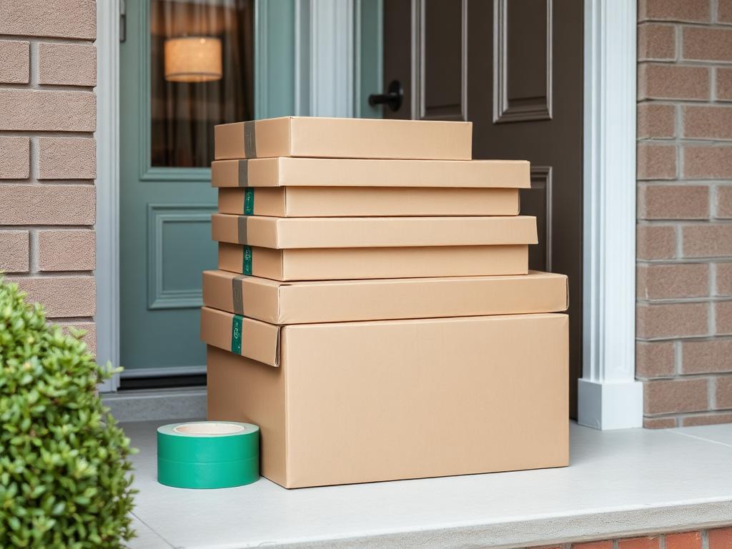 Moving boxes delivered to a doorstep